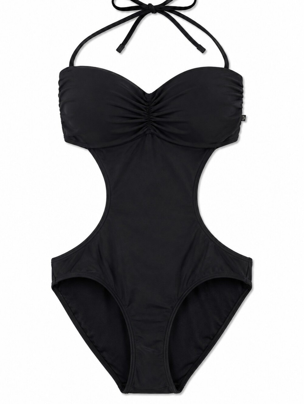Black Cutout One-Piece Swimwear - Classic Bandeau